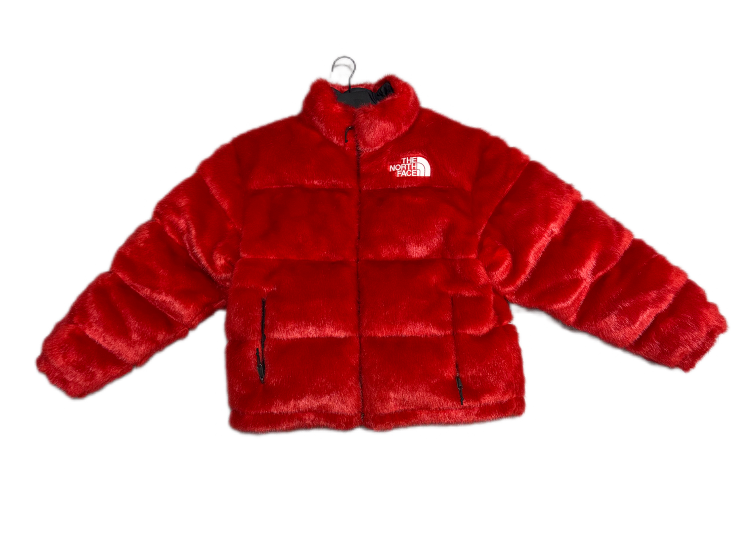 Supreme X The North Face Faux Fur Nuptse Jacket Red (PREOWNED)