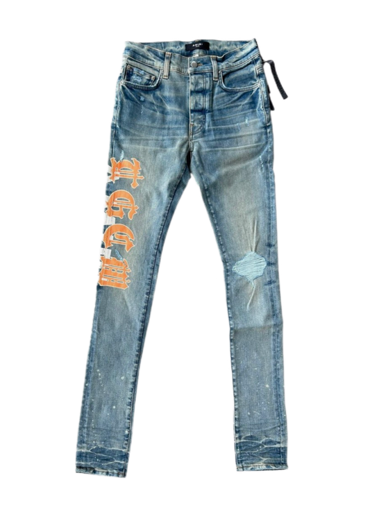 Amiri Jeans TGCW Distressed Clay Indigo/Orange