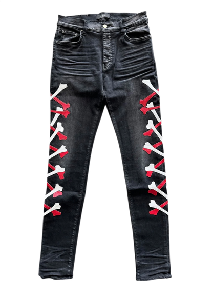 Amiri Jeans Bones White/Red Aged Black