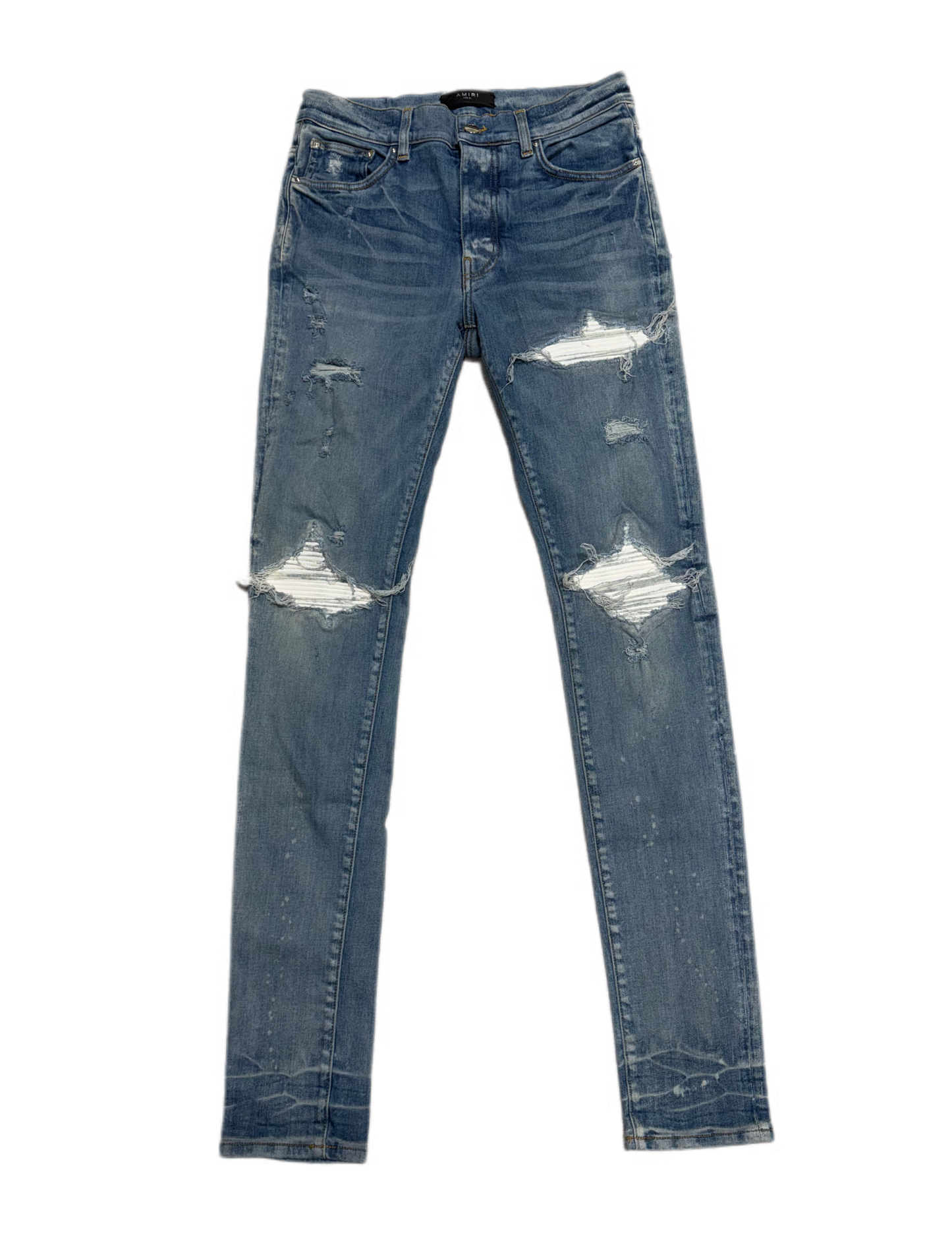 Amiri Jeans MX1 White Leather Patch Clay Indigo