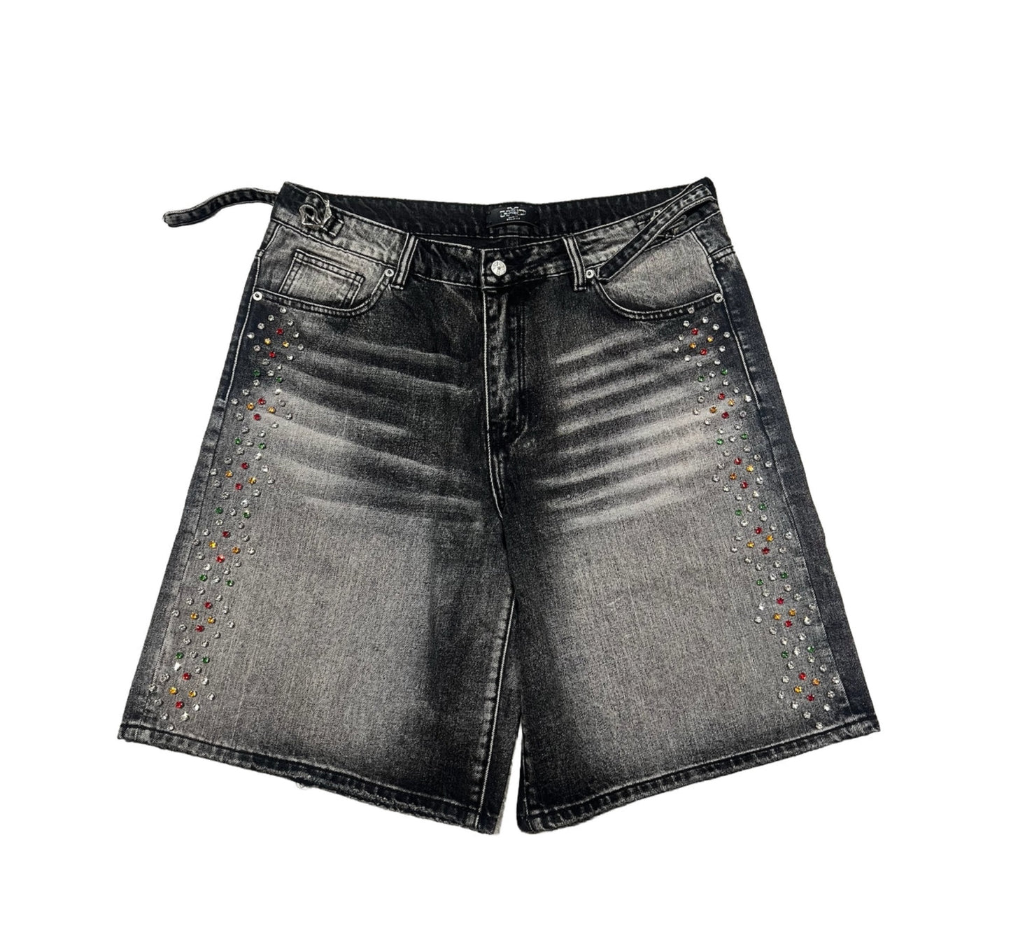 Happy Memories Don't Die Star Crystal Jean Shorts Black