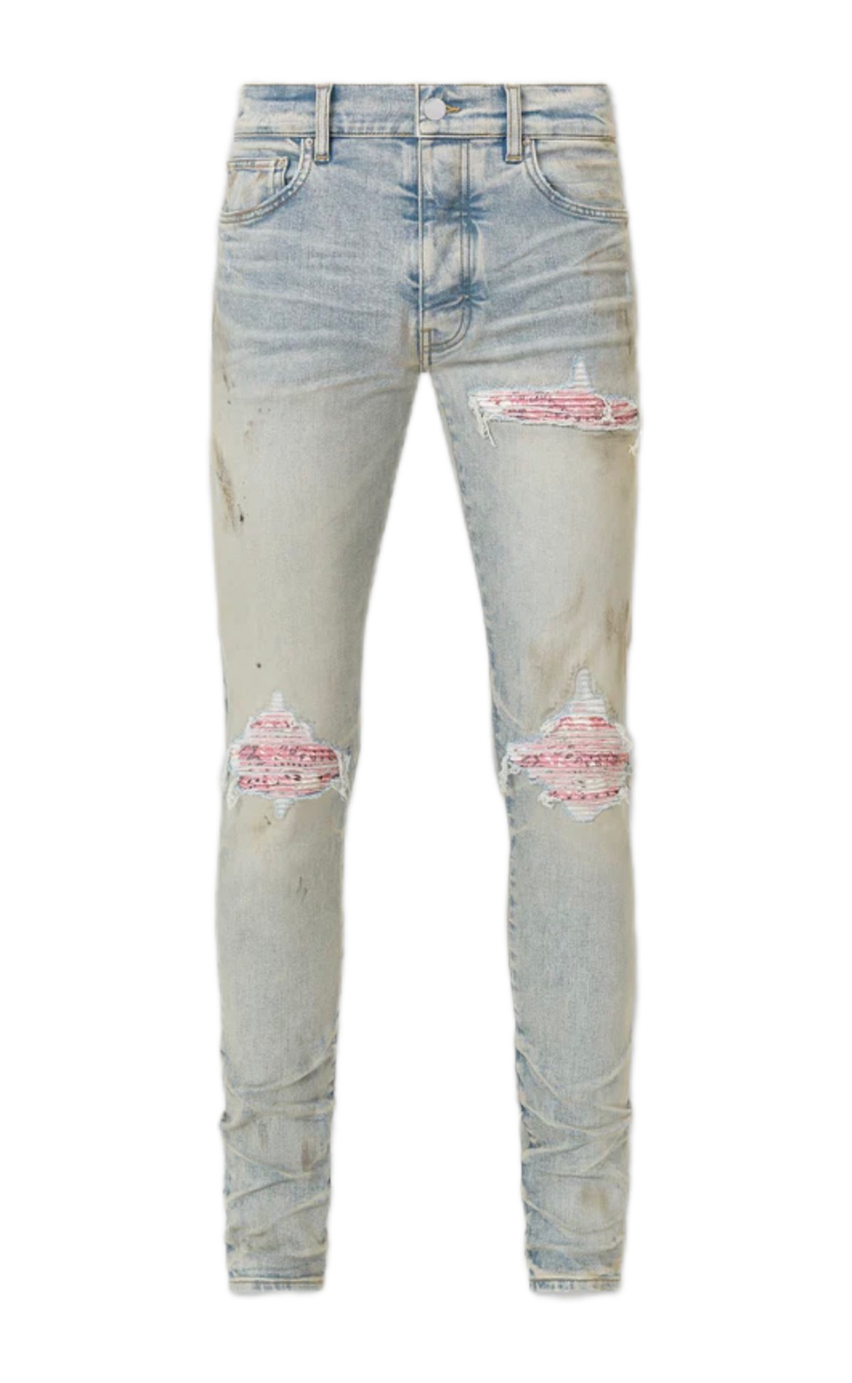 Amiri Jeans MX1 International Bandana Pink Patch Perfect Antique Indigo