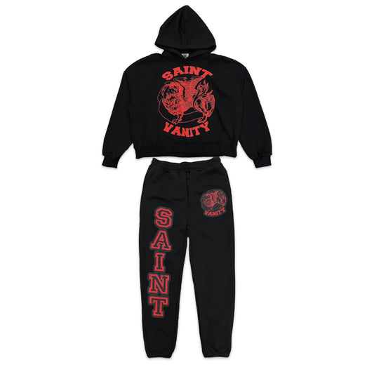 Saint Vanity Griffin Sweatsuit Black/Red