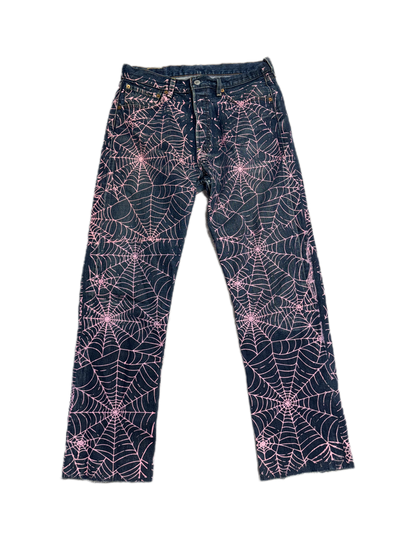 Sp5der Pink Web Jeans Blue (PREOWNED)