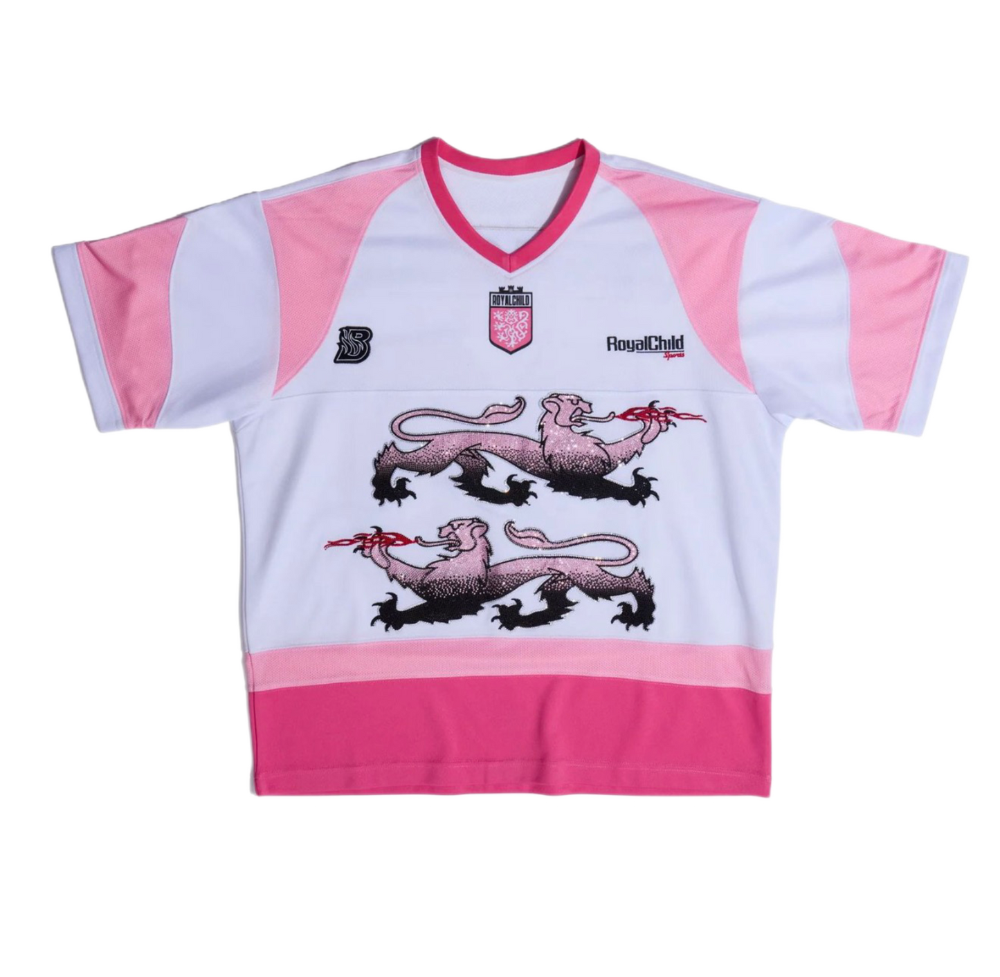 Birth Of Royal Child Double Lion Rhinestone Jersey Pink