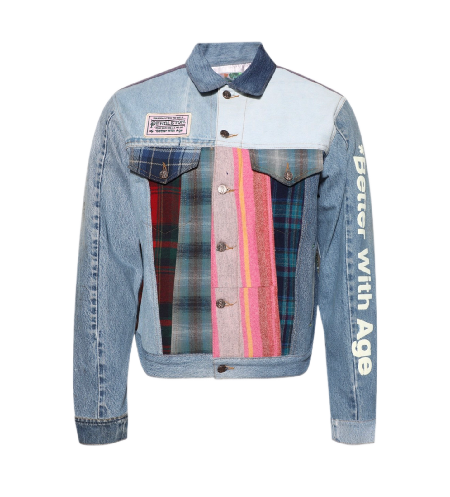 Better With Age Albany Mixed Media Denim Jacket Blue