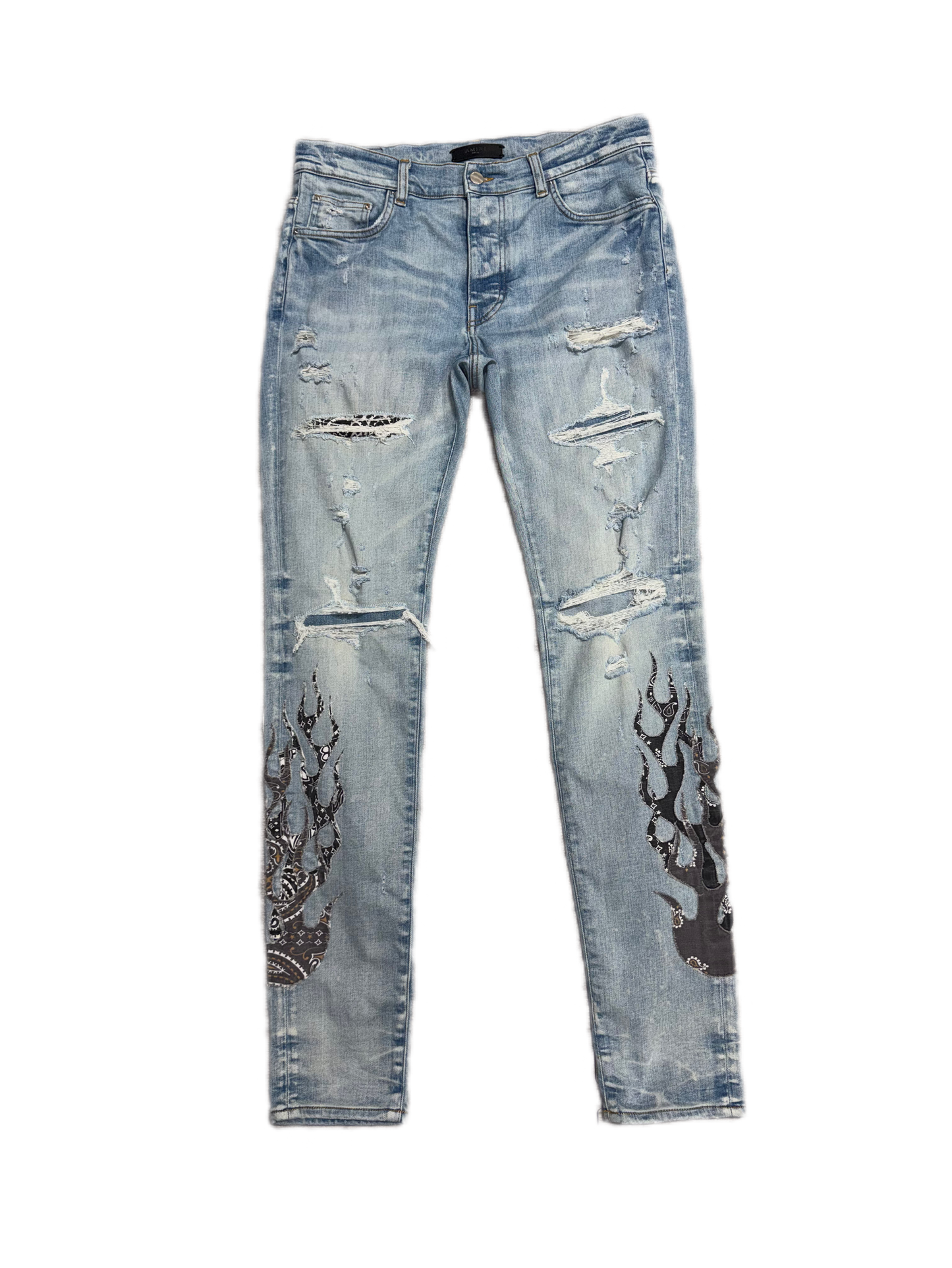 Amiri Jeans Bandana Flame Clay Indigo (PREOWNED)