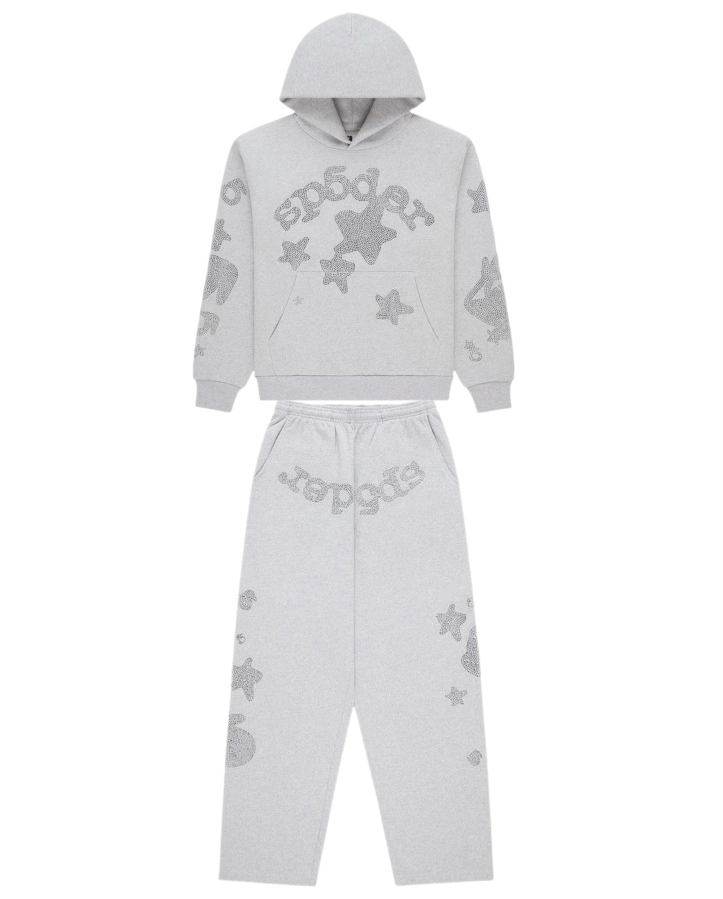 Sp5der Rhinestone Beluga Sweatsuit Heather Grey
