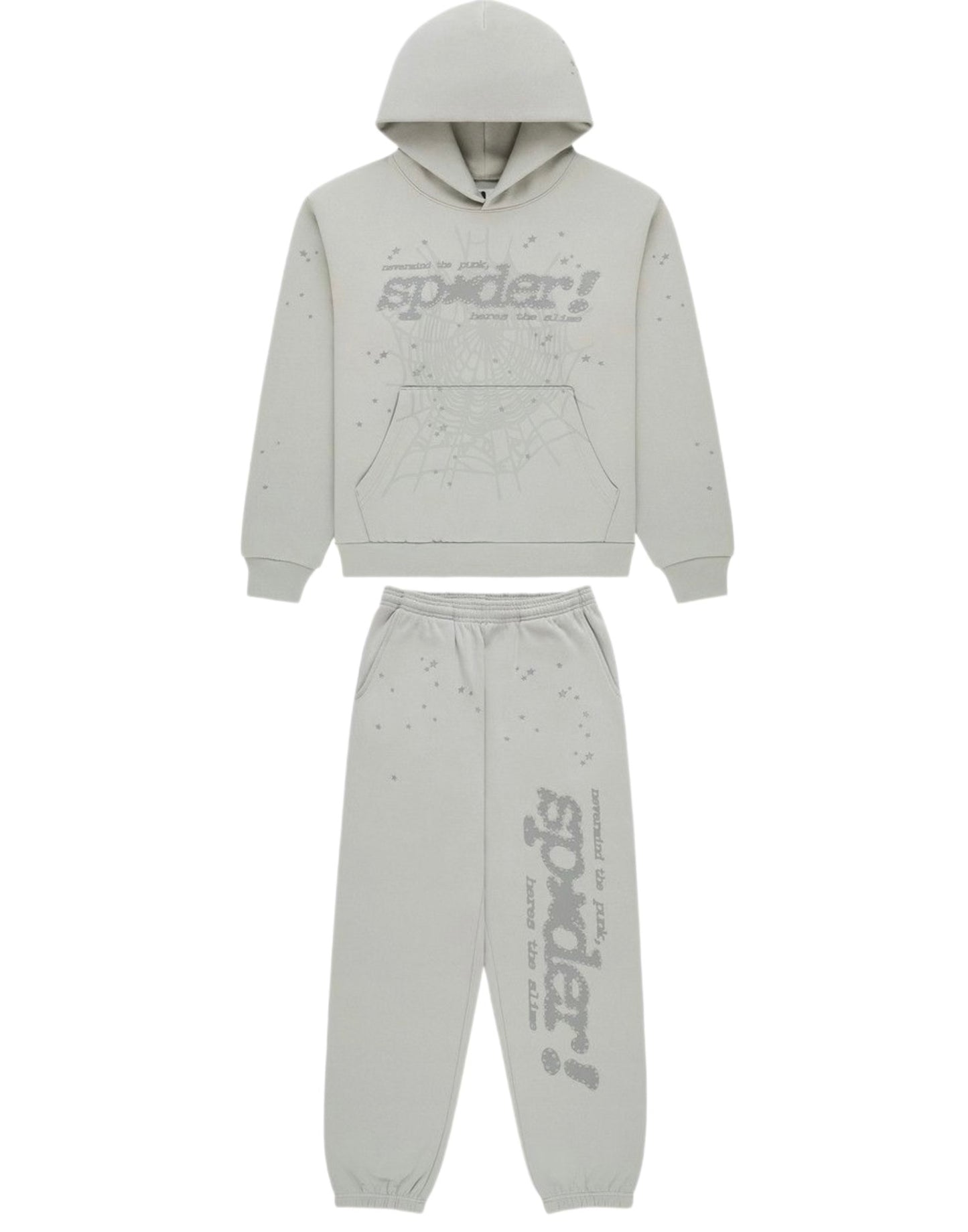 Sp5der Tonal Punk V2 Sweatsuit Grey