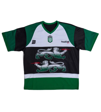 Birth Of Royal Child Double Lion Rhinestone Jersey Green