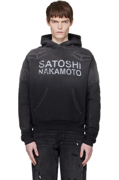 Satoshi Nakamoto Moto Hoodie Washed Black