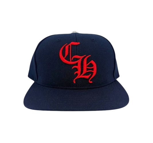 Chrome Hearts Embroidered CH Logo Baseball Hat Navy/Red