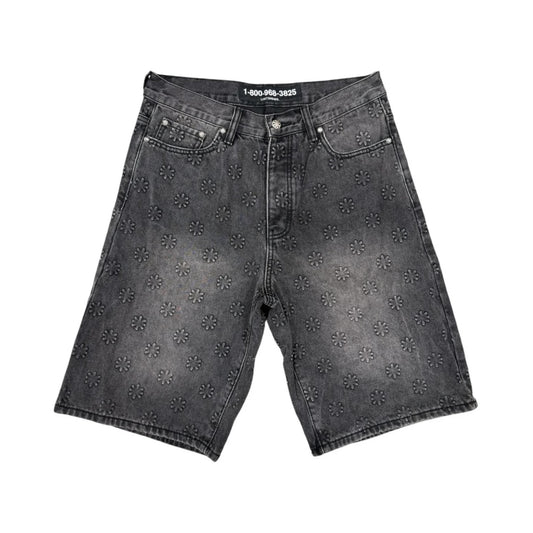 Lost Shadows Embossed Jean Shorts Black