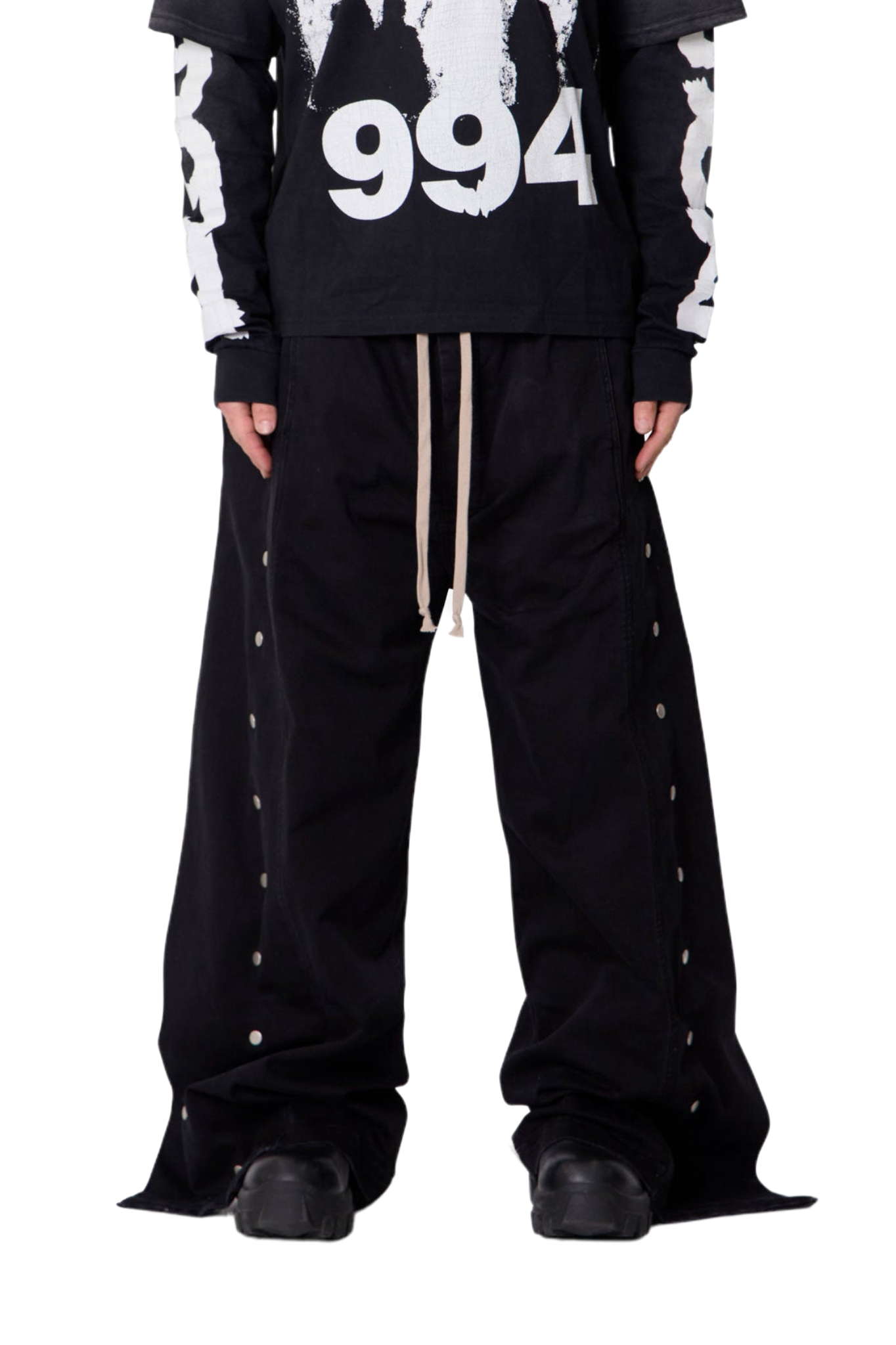 MNML Wide Panel Side Snap Pants Black