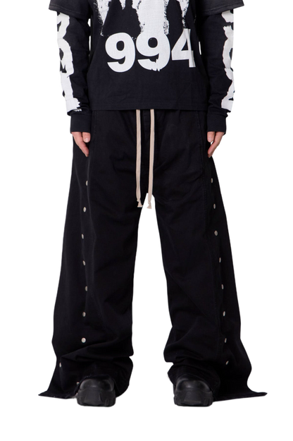 MNML Wide Panel Side Snap Pants Black