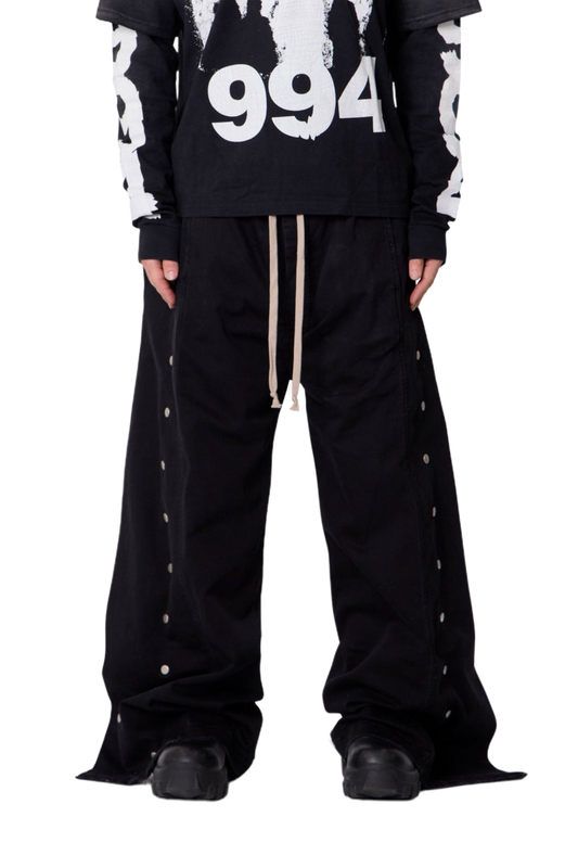 MNML Wide Panel Side Snap Pants Black