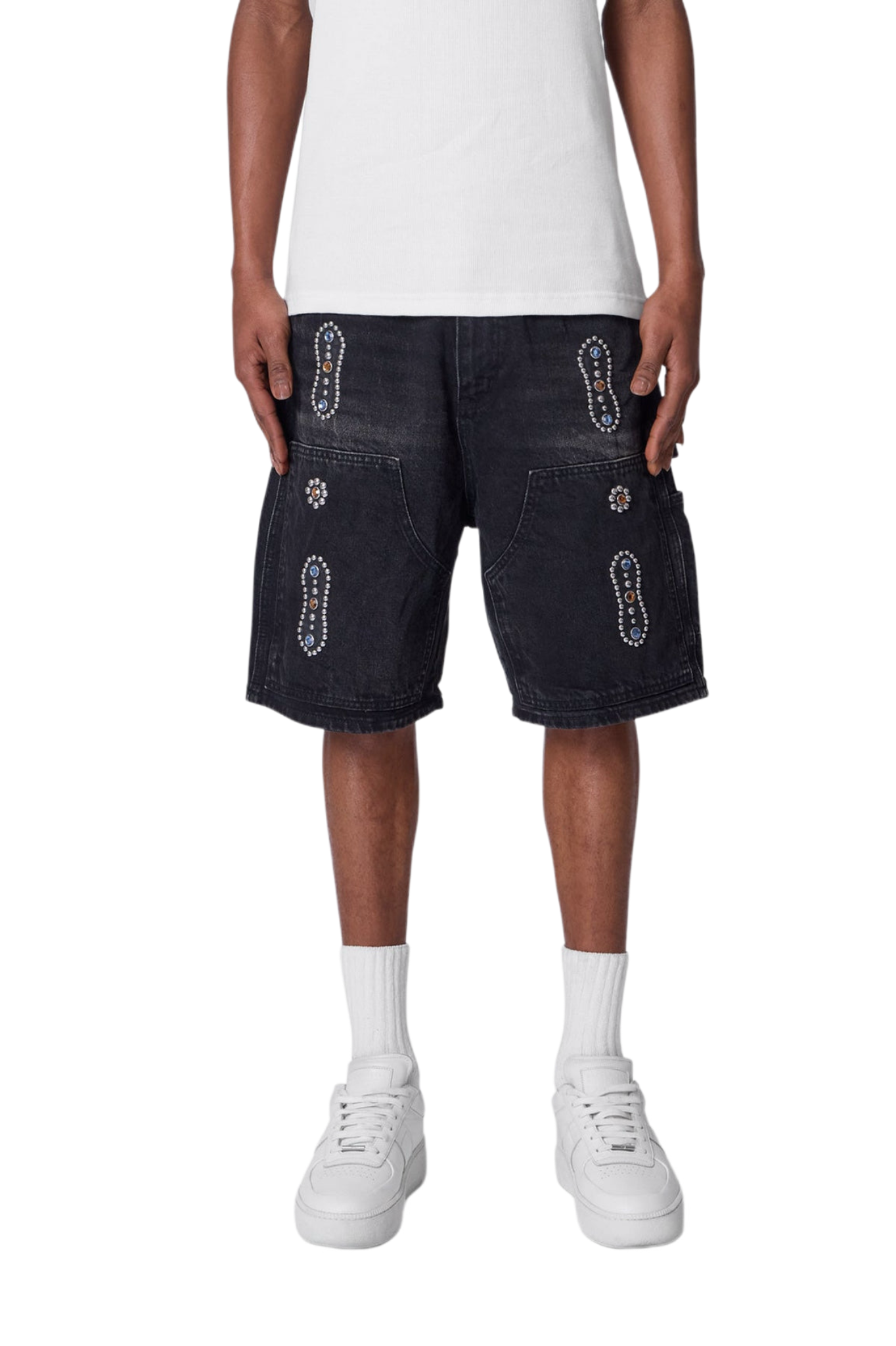 MNML Western Jewel Denim Shorts Black