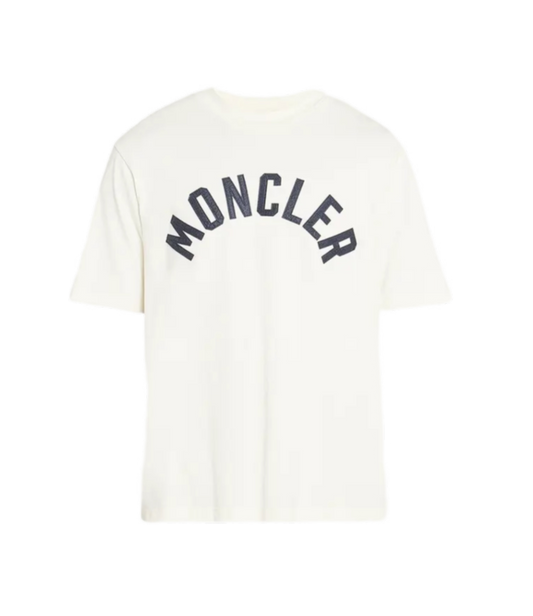Moncler Collegiate Logo T-Shirt Cream