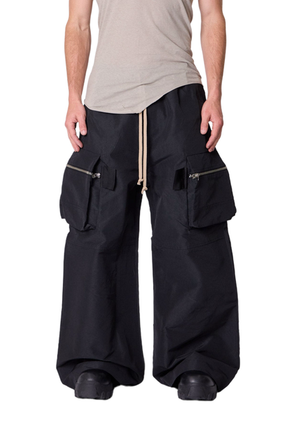 MNML Zip Cargo Pocket Rave Pants Black