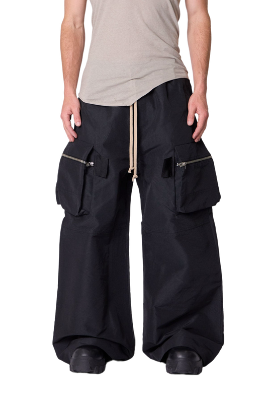 MNML Zip Cargo Pocket Rave Pants Black