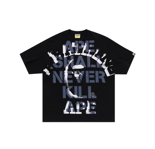 Bape Spray Print College Relaxed Fit T-Shirt Black