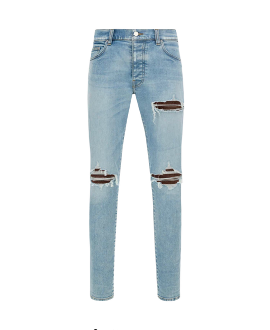 Amiri Jeans MX1 Croc Leather Aged Indigo