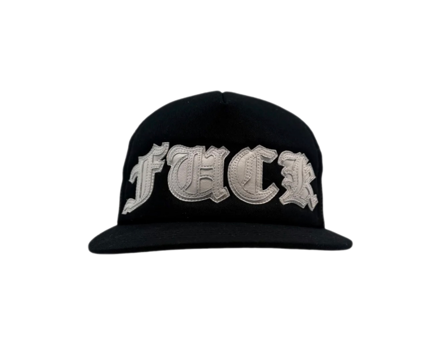 Chrome Hearts Fuck White Leather Patch Trucker Hat Black