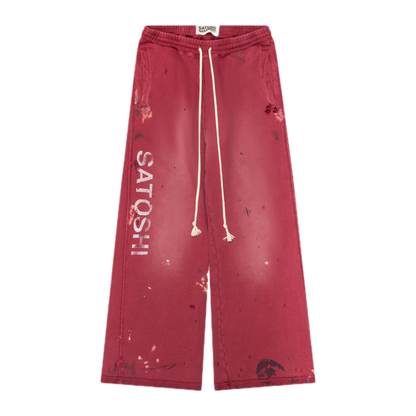 Satoshi Nakamoto Luke Fleece Sweatpants Red