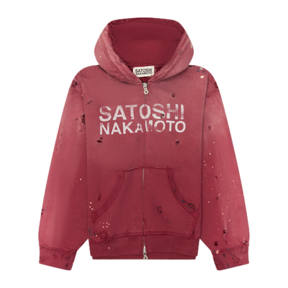 Satoshi Nakamoto Luke Fleece Zip-Up Red