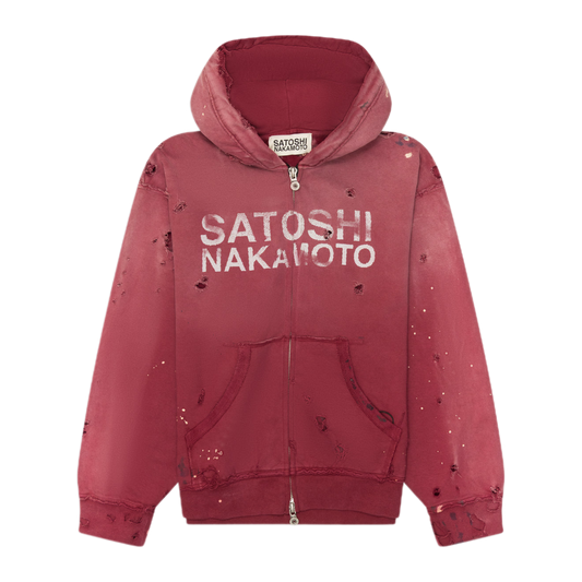 Satoshi Nakamoto Luke Fleece Zip-Up Red