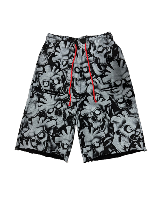 Vertabrae Skull Shorts Grey