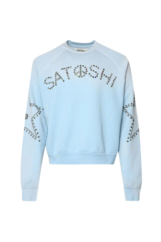 Satoshi Nakamoto Star Studded Crewneck Light Blue
