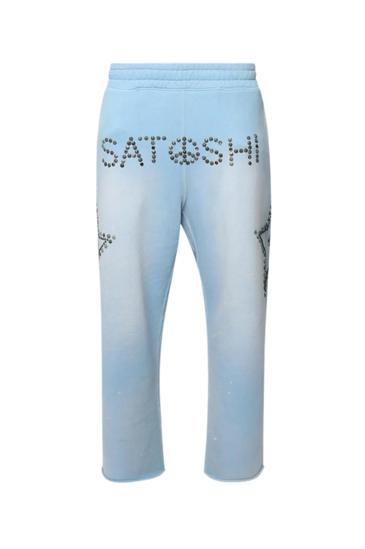 Satoshi Nakamoto Star Studded Sweatpants Light Blue