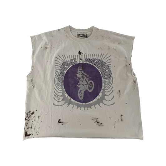 Satoshi Nakamoto Globe Of Death T-Shirt Cutoff White