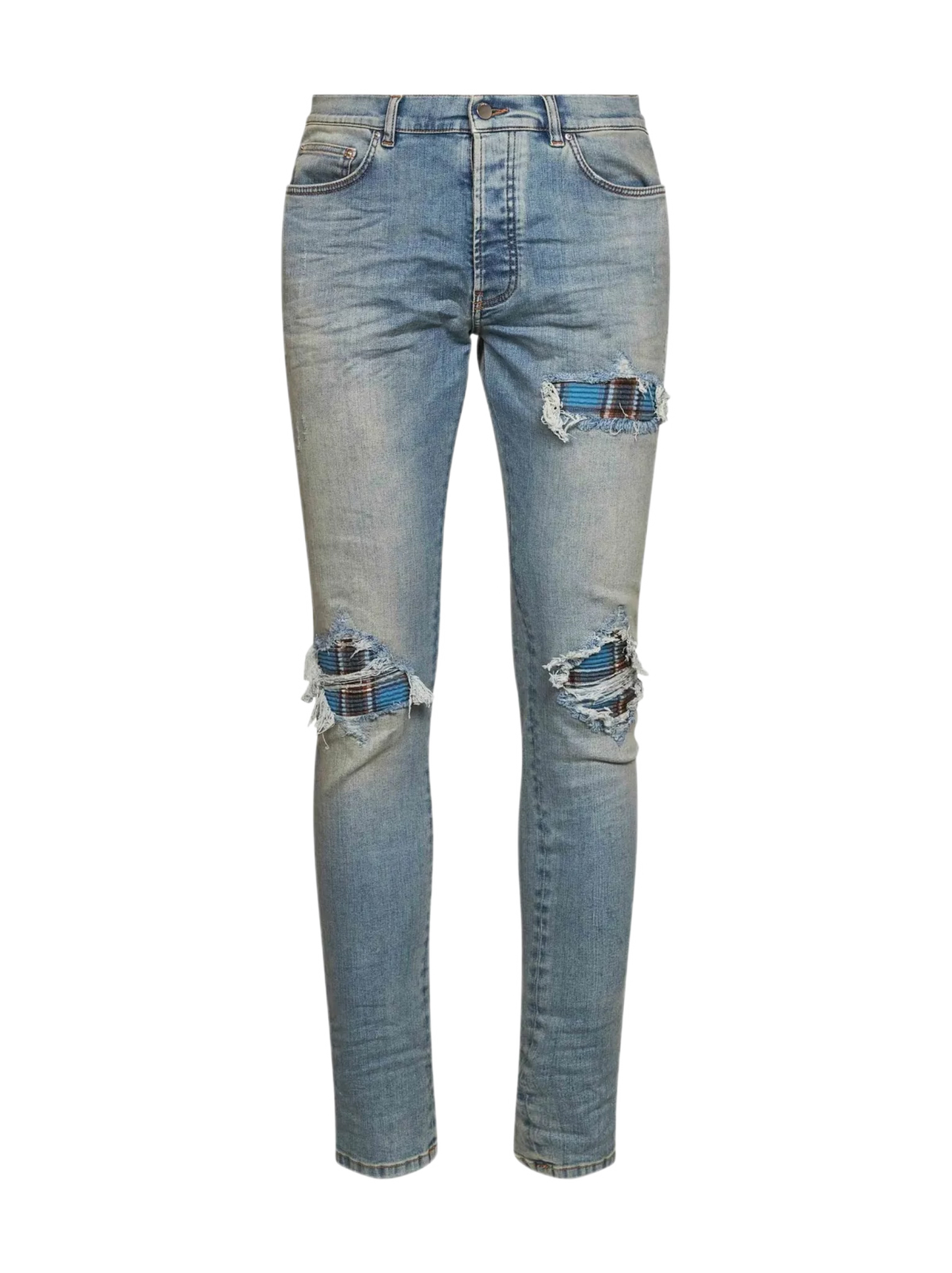 Amiri Jeans MX1 Flannel Blue/Brown Patch Medium Indigo