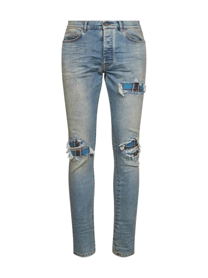 Amiri Jeans MX1 Flannel Blue/Brown Patch Medium Indigo