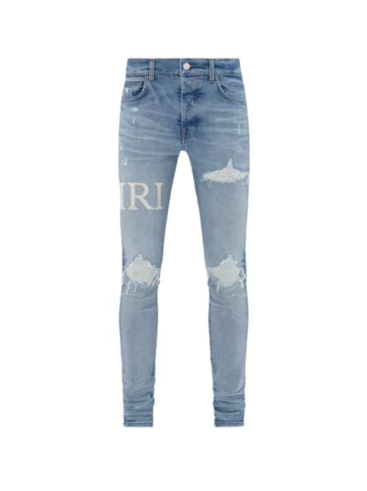 Amiri Jeans MX1 Boucle Logo White Patch Perfect Indigo