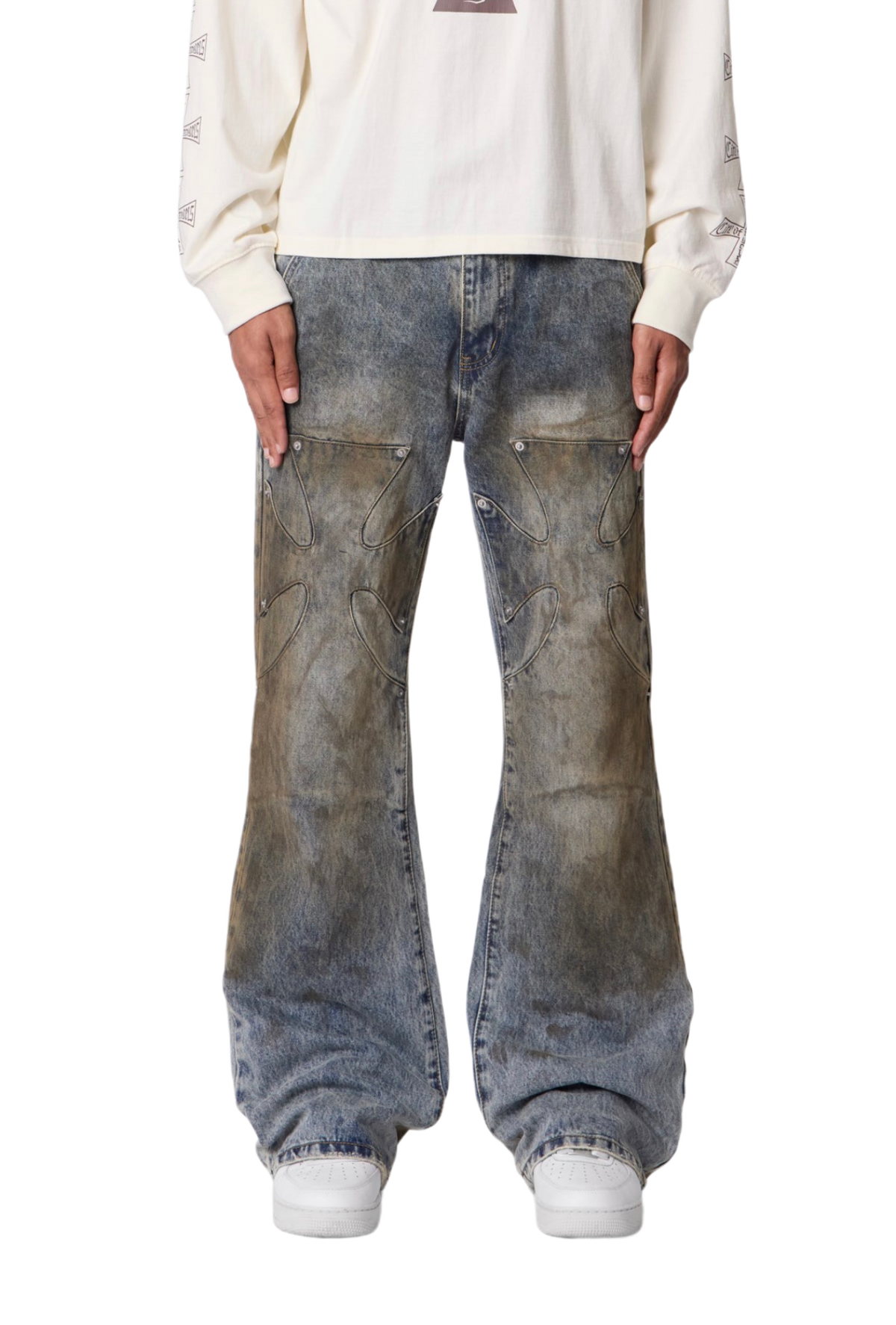 MNML Iron Cross Jeans Oil Stain
