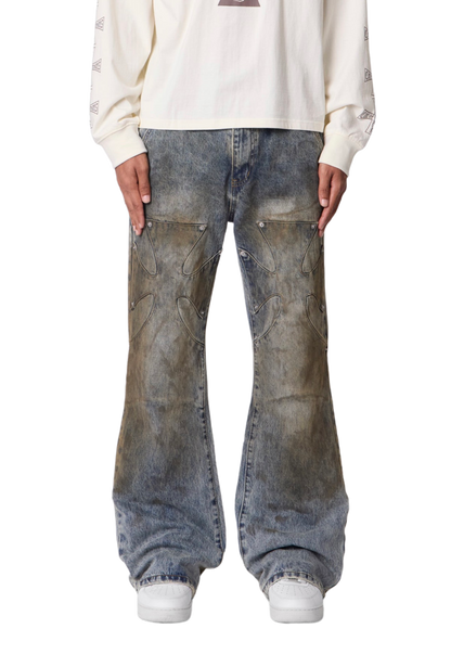 MNML Iron Cross Jeans Oil Stain