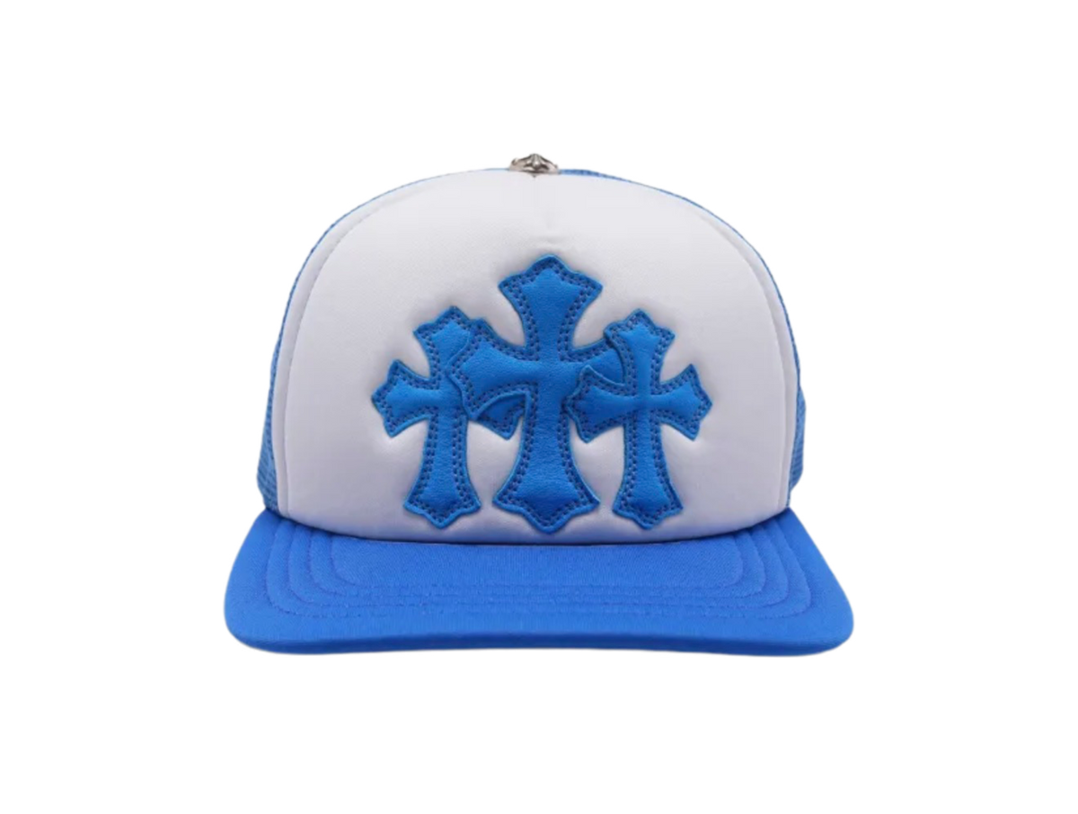 Chrome Hearts Cemetery Cross Patch Trucker Hat Blue
