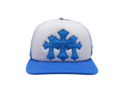 Chrome Hearts Cemetery Cross Patch Trucker Hat Blue
