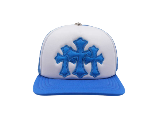 Chrome Hearts Cemetery Cross Patch Trucker Hat Blue