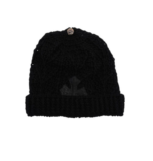 Chrome Hearts Crochet Cashmere Cross Patch Beanie Black