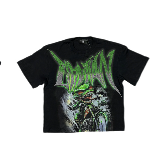 Mixed Emotions Goblin RhinestoneT-Shirt Black
