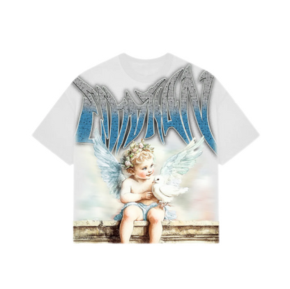 Mixed Emotions Dove Rhinestone T-Shirt White