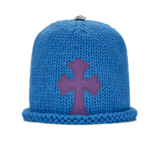Chrome Hearts Cemetery Cross Patch Cashmere Beanie Blue/Purple