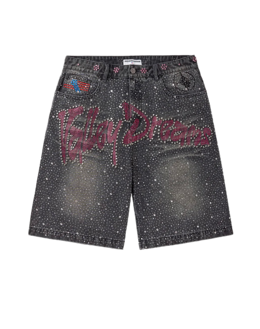 Vale Forever Iced Out Jean Shorts Black