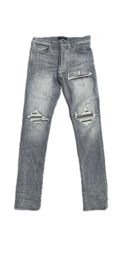 Amiri Jeans Light Grey MX1 Boucle Blue/Gold Patc