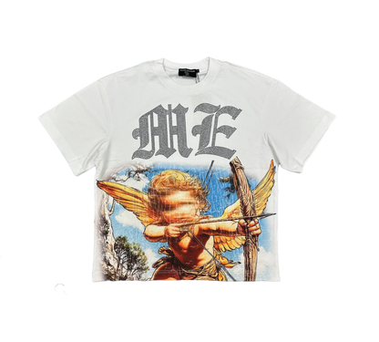Mixed Emotion Rhinestone Angel T-Shirt White