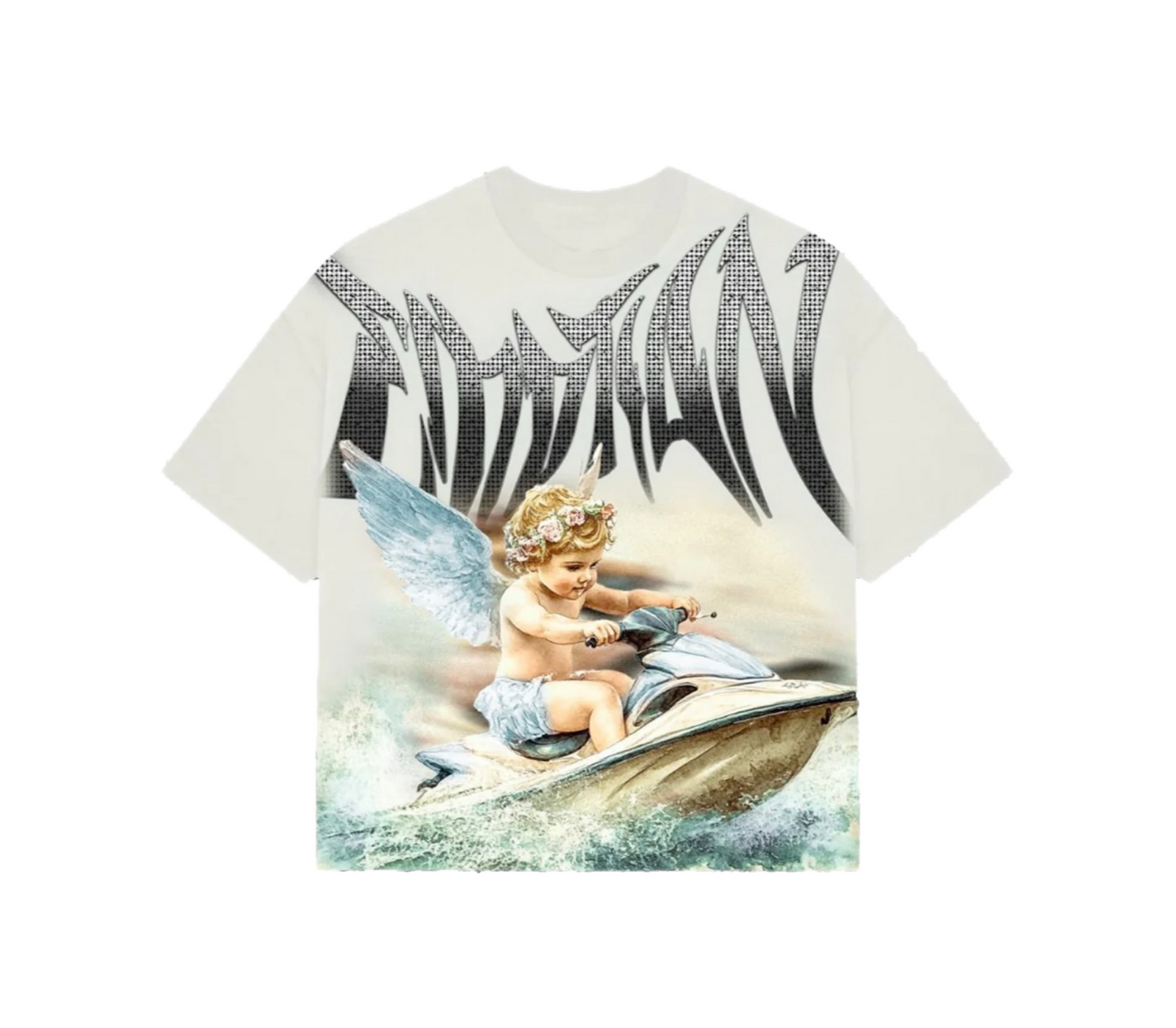 Mixed Emotion Rhinestone Jetski T-Shirt Cream